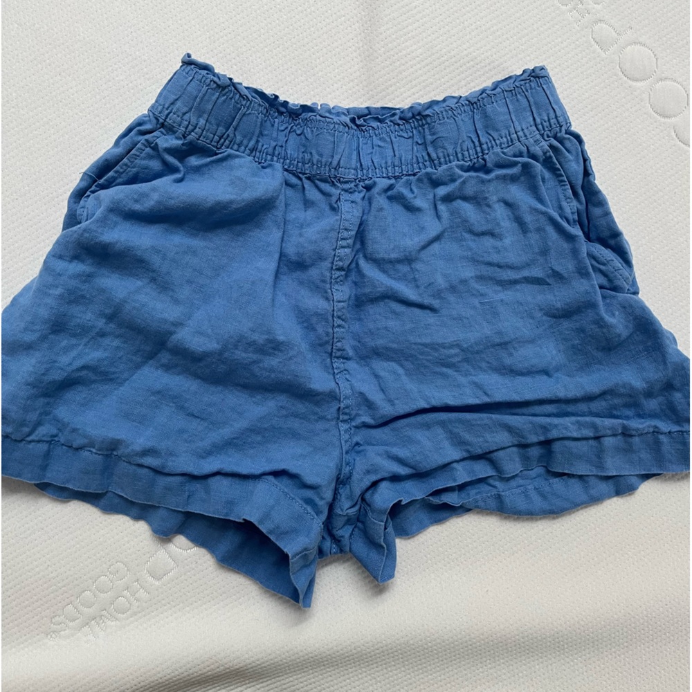Blue Linen Shorts